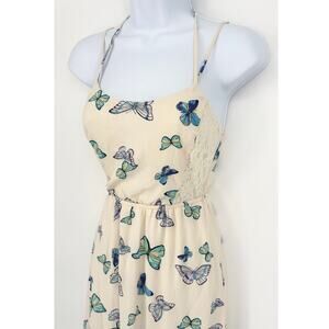 Candies Cream Lace Butterfly Fairycore Halter Maxi Dress Size XS